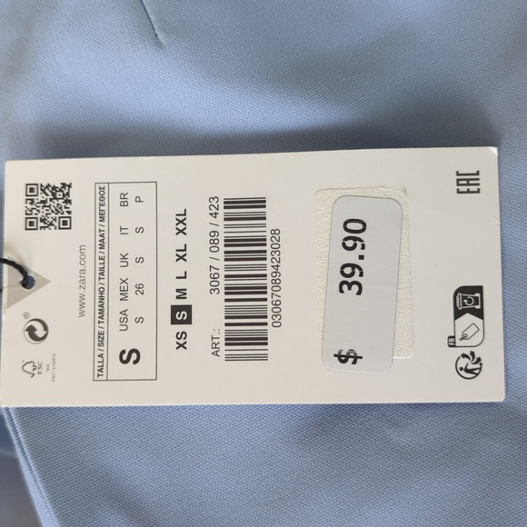 Zara, Powder Blue Tube top, Size Small - Picture 6 of 7